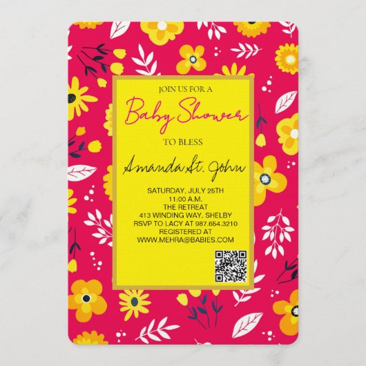 Watercolor Floral Baby Shower Invitation Einladung (Vorderseite)