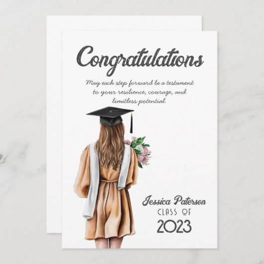 Watercolor Floral Blond Skin Girl Congratulations (Vorne/Hinten)