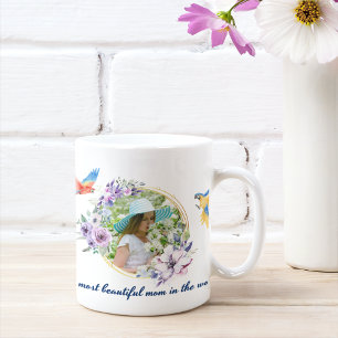Watercolor Floral Botanical Custom Photo and Text Kaffeetasse
