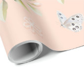 Watercolor Floral Bunny and Butterfly Gift Wrap Geschenkpapier (Rolleneckpunkt)