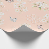 Watercolor Floral Bunny and Butterfly Gift Wrap Geschenkpapier (Ecke)