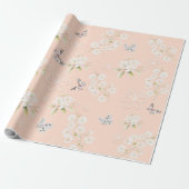 Watercolor Floral Bunny and Butterfly Gift Wrap Geschenkpapier (Ungerollt)