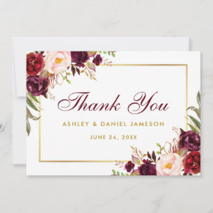 Watercolor Floral Burgundy Gold Wedding Danke B