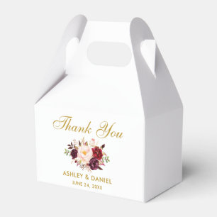 Watercolor Floral Burgundy Gold Wedding Danke G Geschenkschachtel