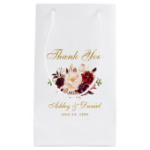 Watercolor Floral Burgundy Gold Wedding Danke Kleine Geschenktüte (Vorderseite)