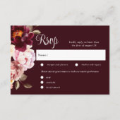 Watercolor Floral Burgundy Wedding RSVP Karten (Vorderseite)