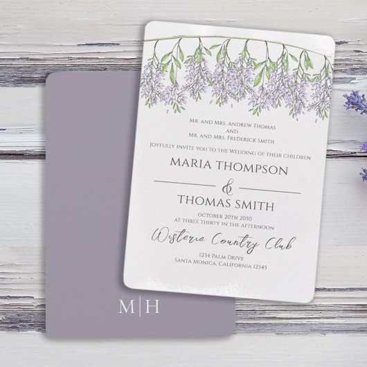 Watercolor Floral Calligraphy Script Wisteria Einladung