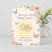 Watercolor Floral Christian Birthday Invitation Einladung (Stehend Vorderseite)