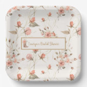 Watercolor Floral Cowboy Boots Bridal Shower Pappteller (Vorderseite)