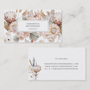 Watercolor Floral Cream Terrakotta Therapeut Visitenkarte