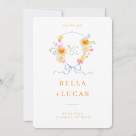 Watercolor Floral Crest Monogram Spring Wedding Save The Date