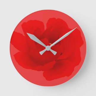 Watercolor Floral Crimson Red Peony Runde Wanduhr