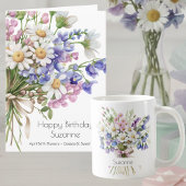 Watercolor Floral Daisies April Birthday Coffee Kaffeetasse