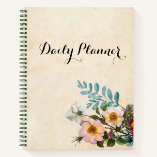 Watercolor Floral Design Daily Planer Notebook Notizblock