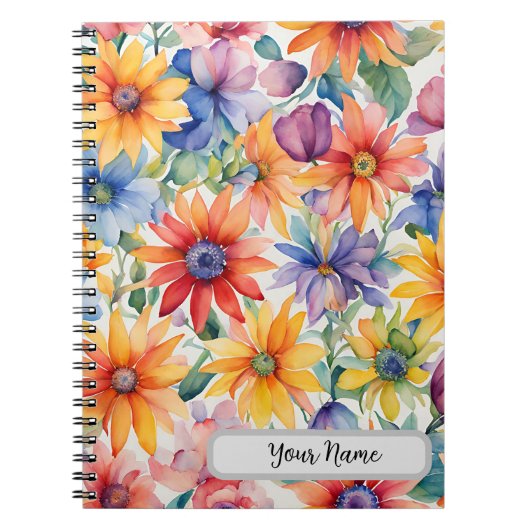 Watercolor Floral design Spiral Foto Notebook Notizblock (Vorderseite)