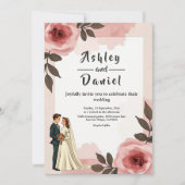 Watercolor Floral Dusty Blush Pink Couple Wedding Einladung (Vorderseite)