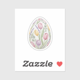 Watercolor Floral Easter Egg Tulips Lavender  Aufkleber