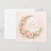 Watercolor Floral Eid Mubarak Karte – Romantische  (Vorne/Hinten)