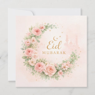 Watercolor Floral Eid Mubarak Karte – Romantische 