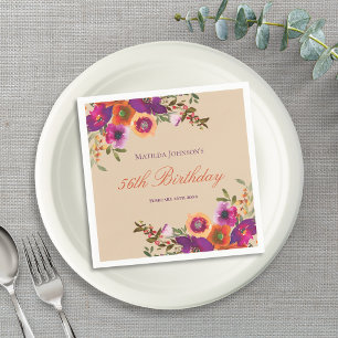 Watercolor Floral Fall Geburtstagsparty Serviette