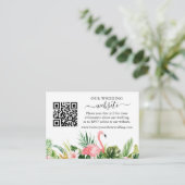 Watercolor Floral Flamingo Wedding Website QR Begleitkarte (Stehend Vorderseite)