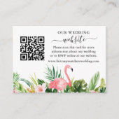 Watercolor Floral Flamingo Wedding Website QR Begleitkarte (Vorderseite)