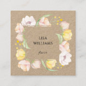 Watercolor Floral Frame Kraft Quadratische Visitenkarte (Vorderseite)