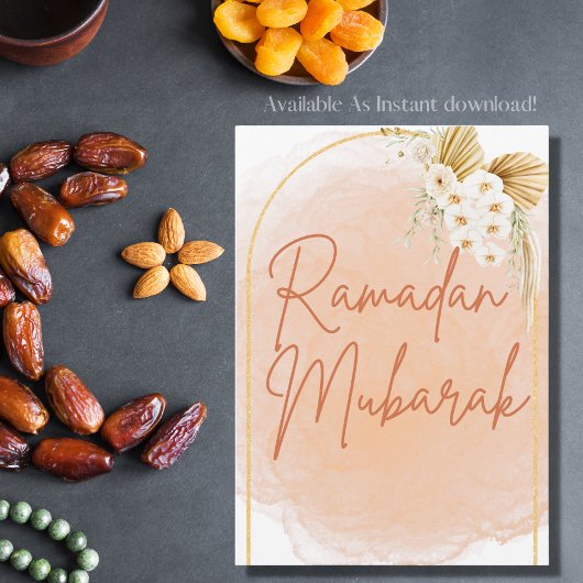 Watercolor Floral Frame Script Ramadan Mubarak Einladung