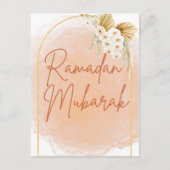 Watercolor Floral Frame Script Ramadan Mubarak Postkarte (Vorderseite)