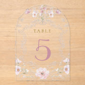 watercolor floral frame table number acryleinladungen (Vorderseite)