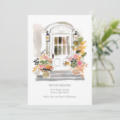 Watercolor Floral Front Door We've Moved Family Ankündigung (Stehend Vorderseite)