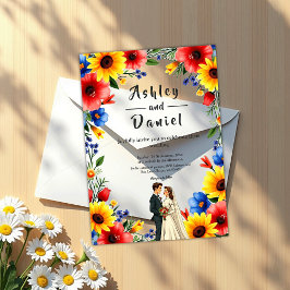 Watercolor Floral Garden Couple Summer Wedding Acryleinladungen