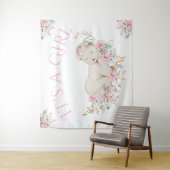 Watercolor Floral Girl Babydusche Backbanner Wandteppich (Beispiel)