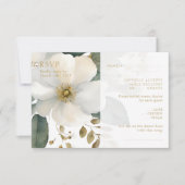 Watercolor Floral Gold Foliage Wedding RSVP Card (Vorderseite)