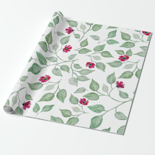 Watercolor Floral Green Blätter Wrapping Paper Geschenkpapier