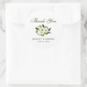 Watercolor Floral Green Wedding Danke Gr Runder Aufkleber (Tasche)