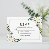 Watercolor Floral Green Wedding RSVP GS Karte (Stehend Vorderseite)