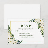 Watercolor Floral Green Wedding RSVP GS Karte (Vorne/Hinten)