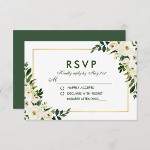 Watercolor Floral Green Wedding RSVP GSB