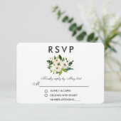 Watercolor Floral Green Wedding RSVP Karte (Stehend Vorderseite)