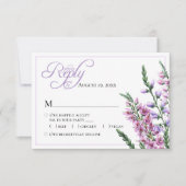 Watercolor Floral Heather Wedding RSVP  Karte (Vorderseite)