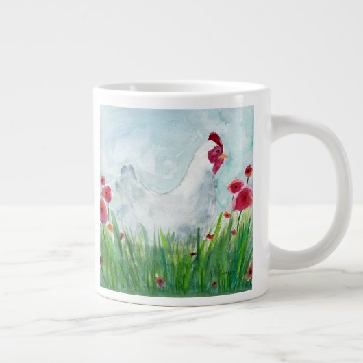 Watercolor Floral Hen Jumbo-Tasse (Rechts)