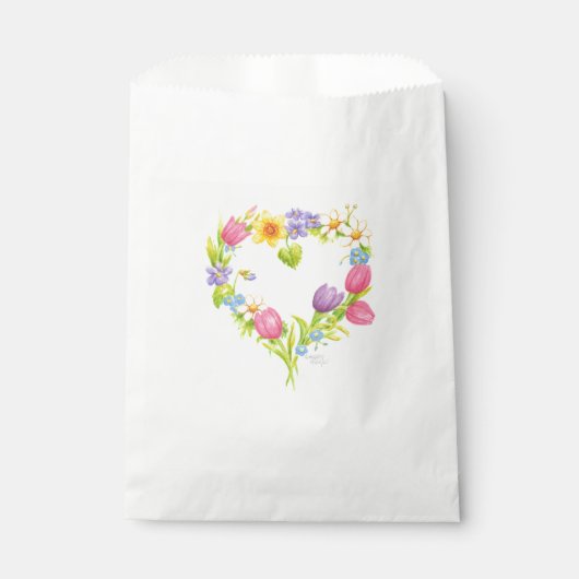 Watercolor Floral Herzkranz Gefallen Taschen Geschenktütchen (Vorderseite)
