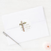 Watercolor Floral Holy Cross Baptism Runder Aufkleber (Umschlag)