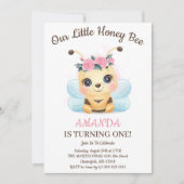 Watercolor Floral Honey Bee Birthday Party Einladung (Vorderseite)