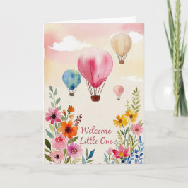 Watercolor Floral Hot Air Balloon Baby Shower Card Karte