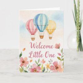 Watercolor Floral Hot Air Balloon Baby Shower Card Karte