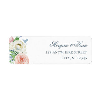 Watercolor Floral Hummingbird Return Address
