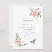 Watercolor Floral Hummingbird Seersucker Wedding Einladung (Vorderseite)