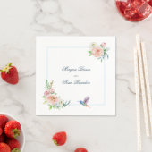 Watercolor Floral Hummingbird Seersucker Wedding Serviette (Beispiel)